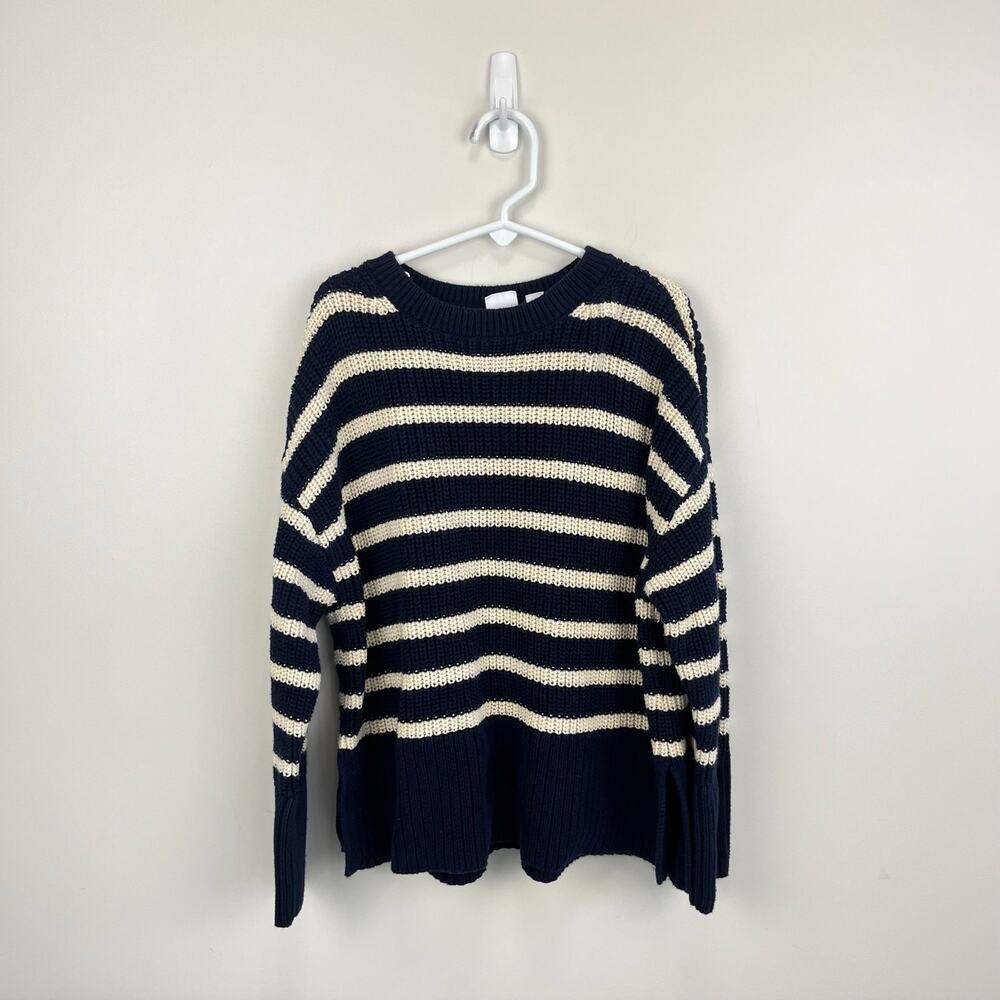 Gap Kids Oversized Sweater Navy Stripe M 8-9